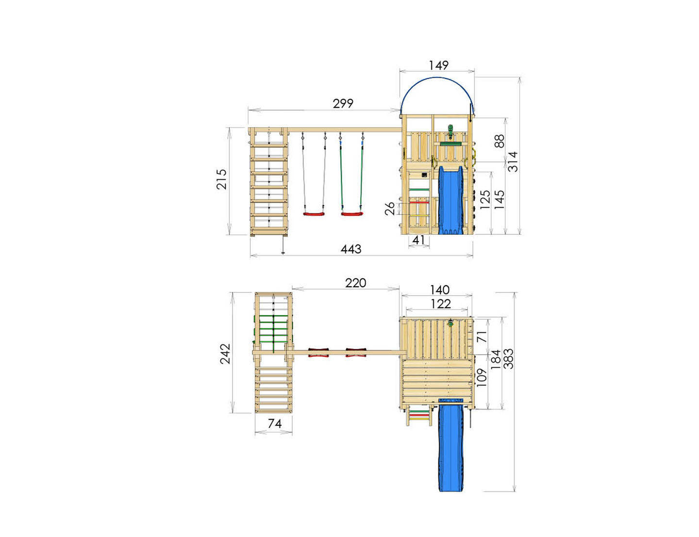 Jungle Gym Farm leikkitorni ja Climb Module X'tra