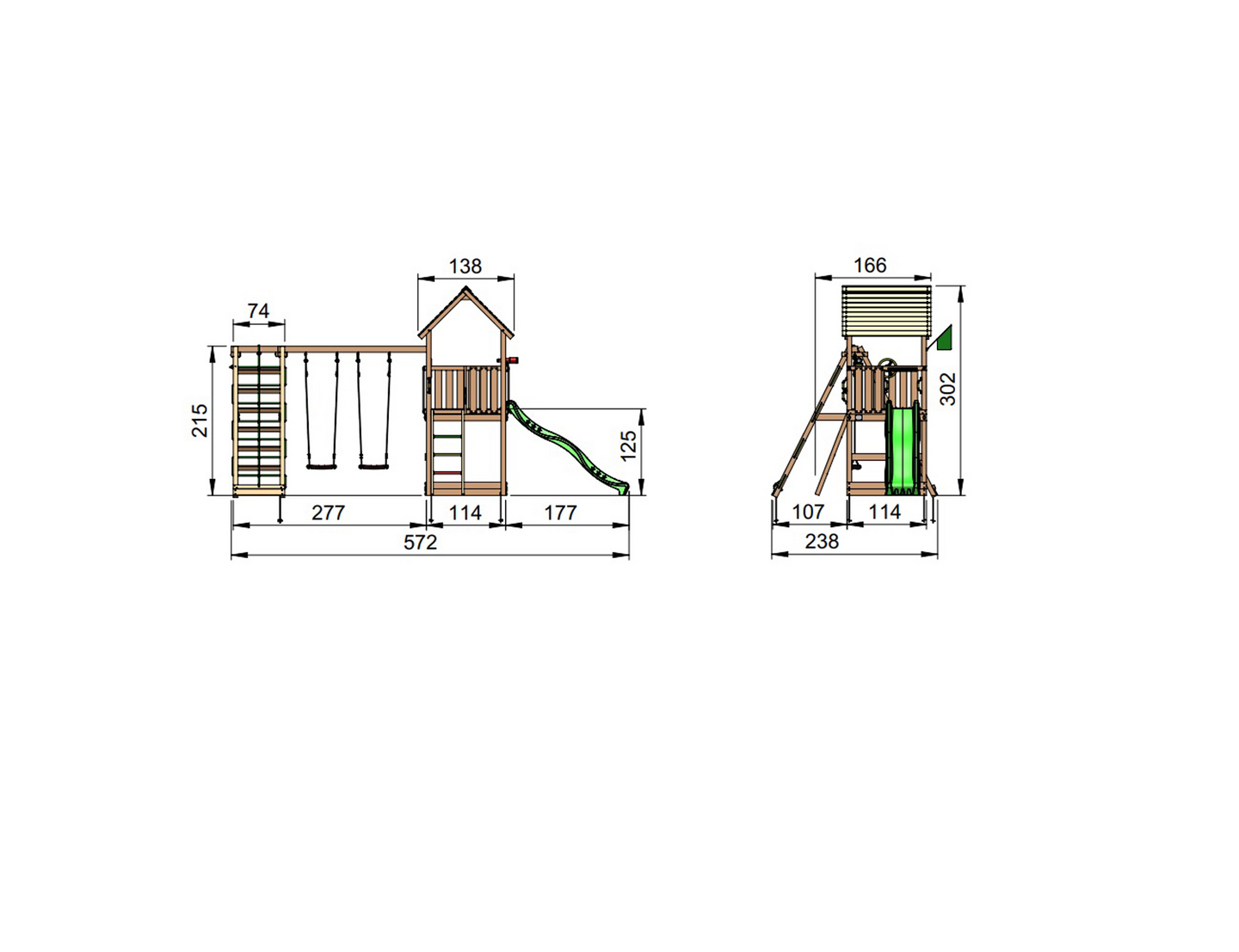 Leikkitorni Jungle Gym Club ja kiipeilymoduuli X'tra musta