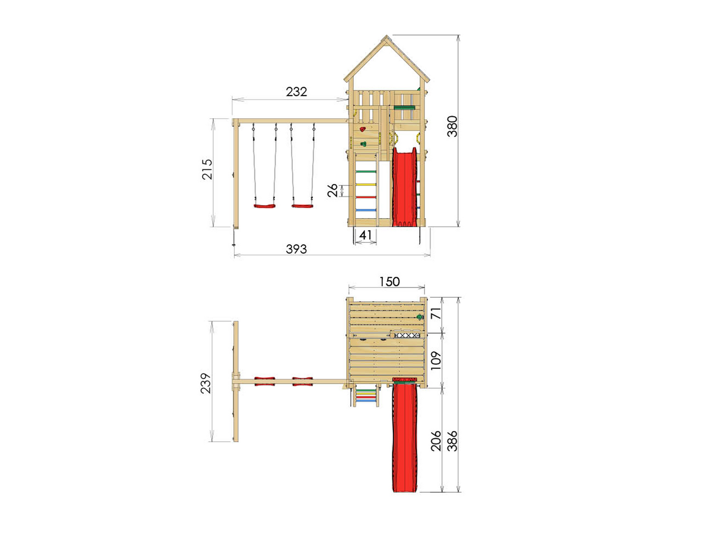 Jungle Gym Palace leikkitorni ja Swing Module X'tra