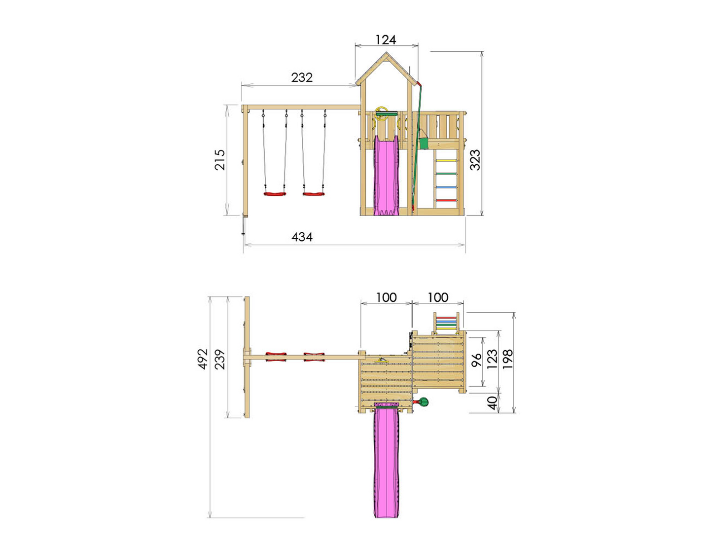 Jungle Gym Mansion leikkitorni ja Swing Module X'tra