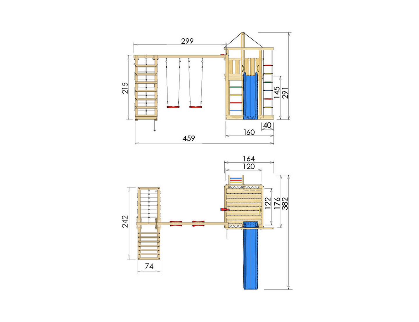 Jungle Gym Lodge leikkitorni ja Climb Module X'tra