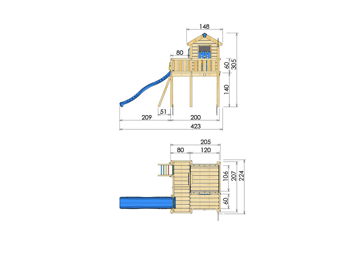 Leikkitorni + liukumäki Jungle Gym XL