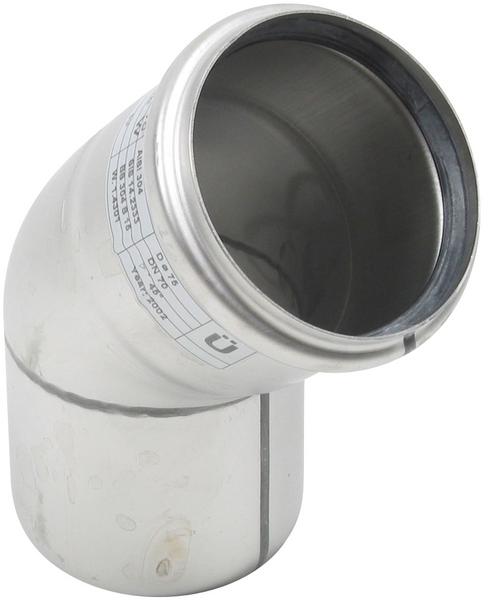 Kulmayhde Blücher 45° 75mm ruostumaton teräs