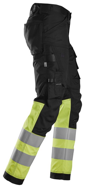 Housut Snickers 6334-0466 Stretch Hi-Vis lk 1 musta/huomiokeltainen