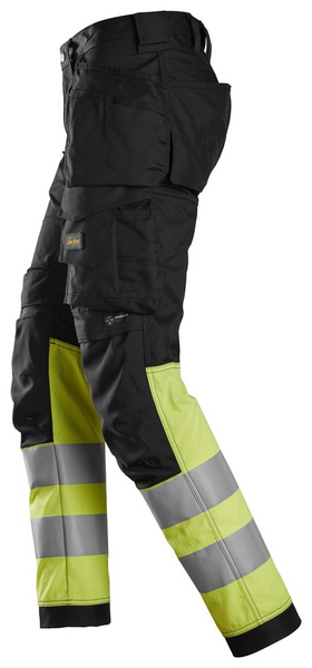 Housut Snickers 6234-0466 Stretch Hi-Vis lk 1 musta/huomiokeltainen