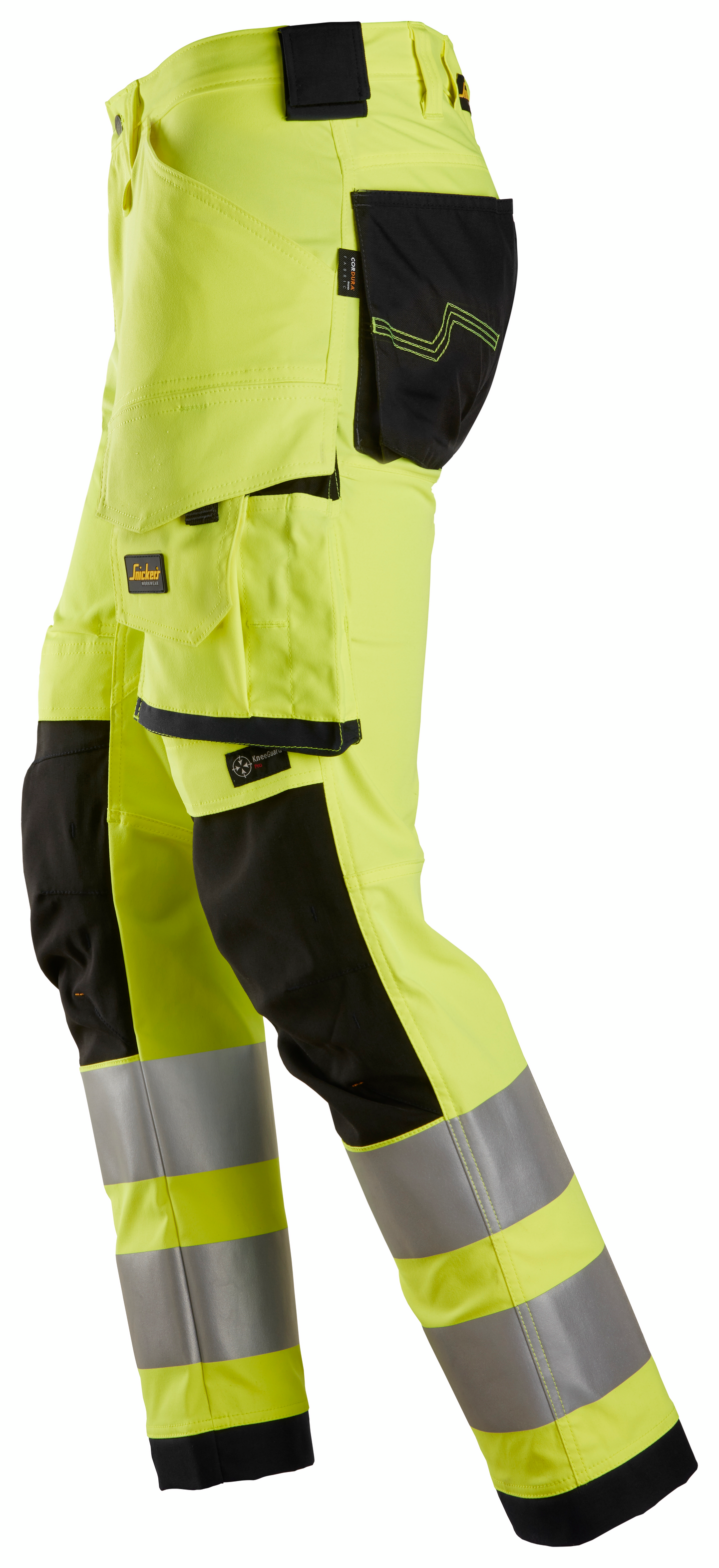 Housut Snickers 6343-6604 Stretch Hi-Vis lk 2 huomiokeltainen/musta