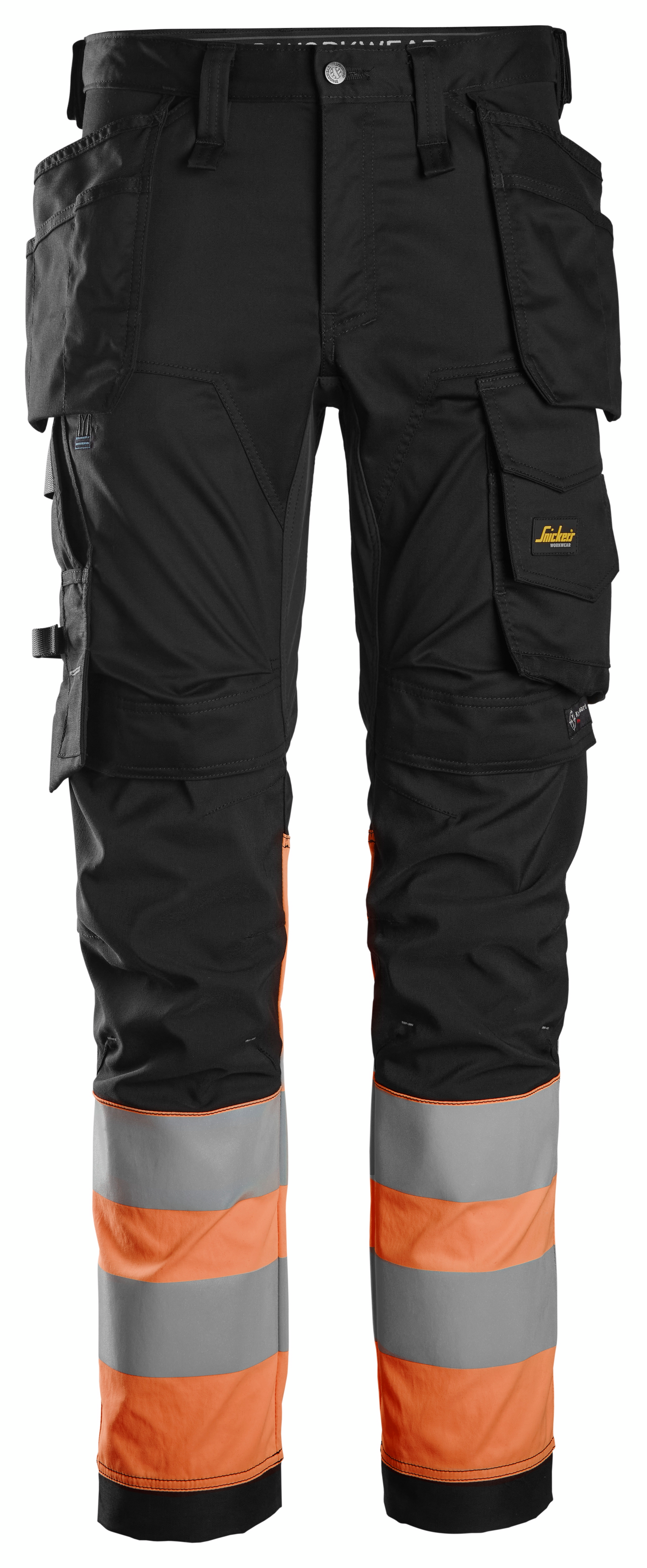 Housut Snickers 6234-0455 Stretch Hi-Vis lk 1 musta/huomio-oranssi
