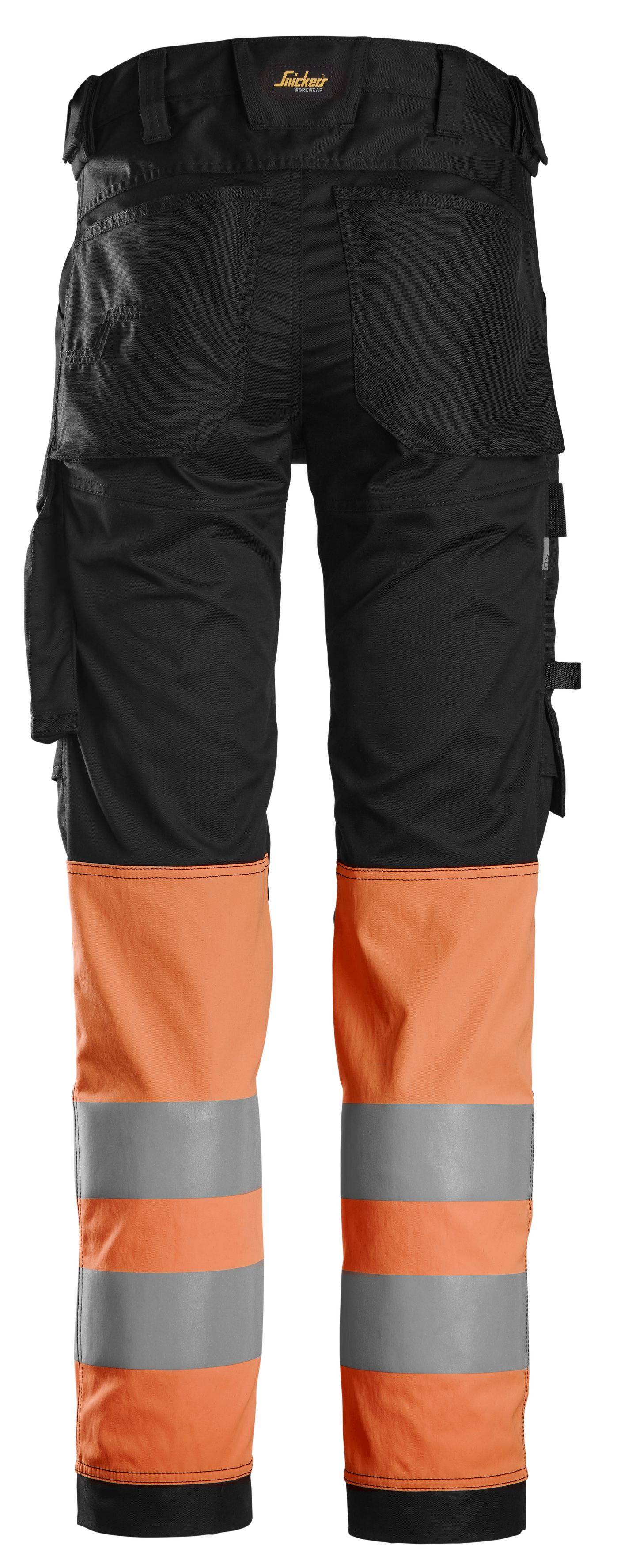Housut Snickers 6334-0455 Stretch Hi-Vis lk 1 musta/huomio-oranssi