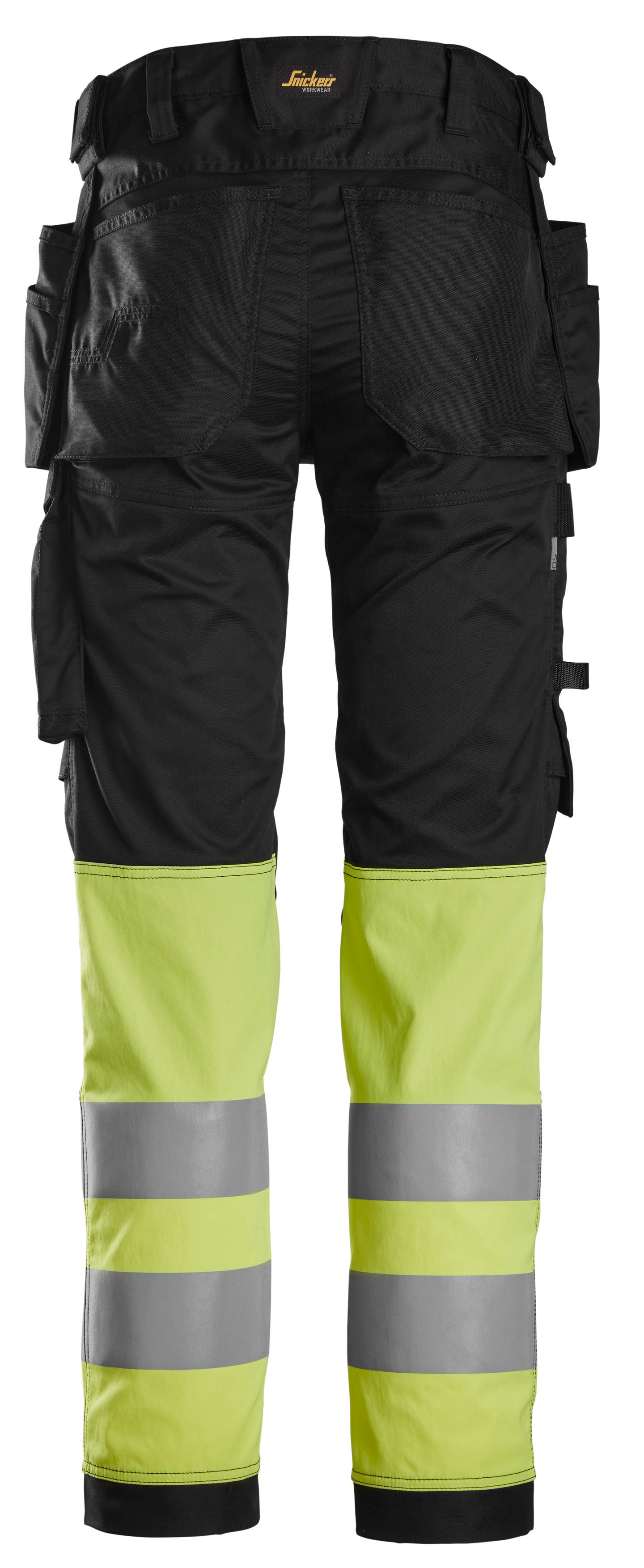 Housut Snickers 6234-0466 Stretch Hi-Vis lk 1 musta/huomiokeltainen