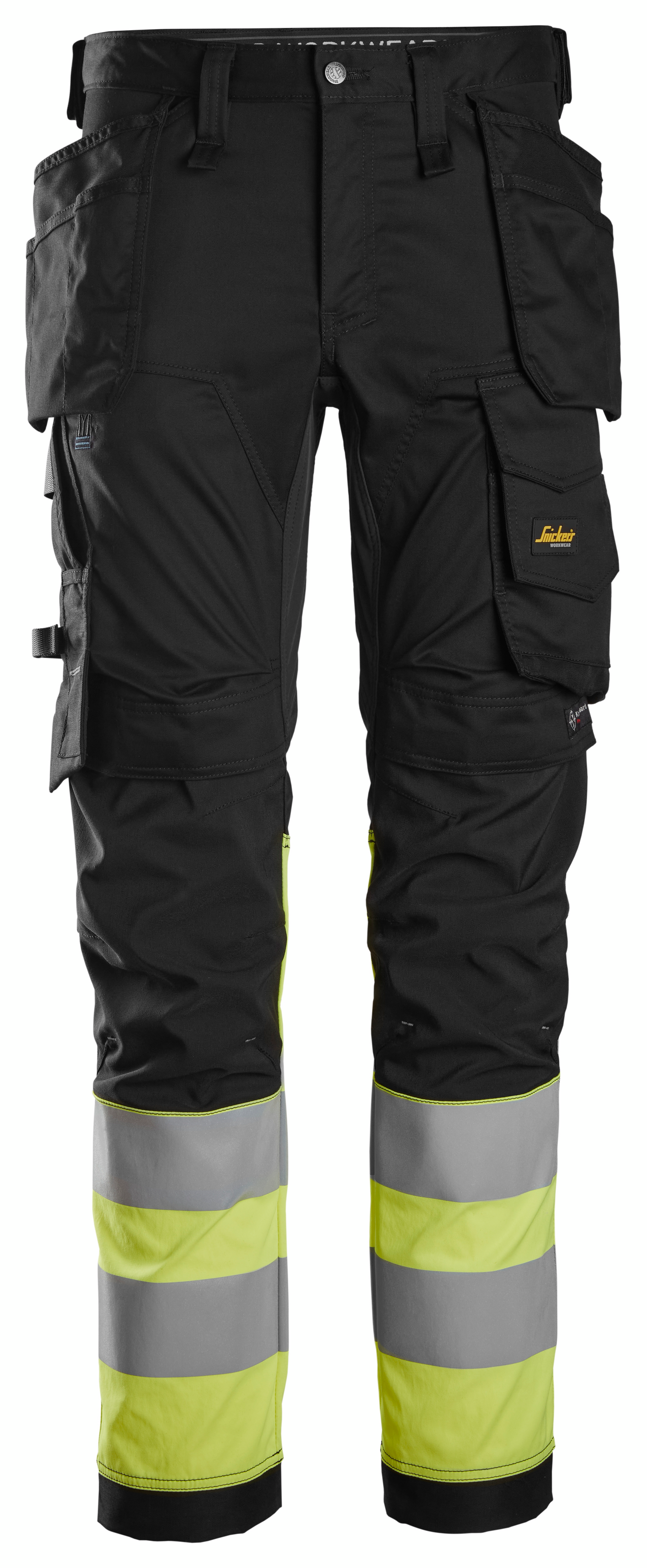 Housut Snickers 6234-0466 Stretch Hi-Vis lk 1 musta/huomiokeltainen