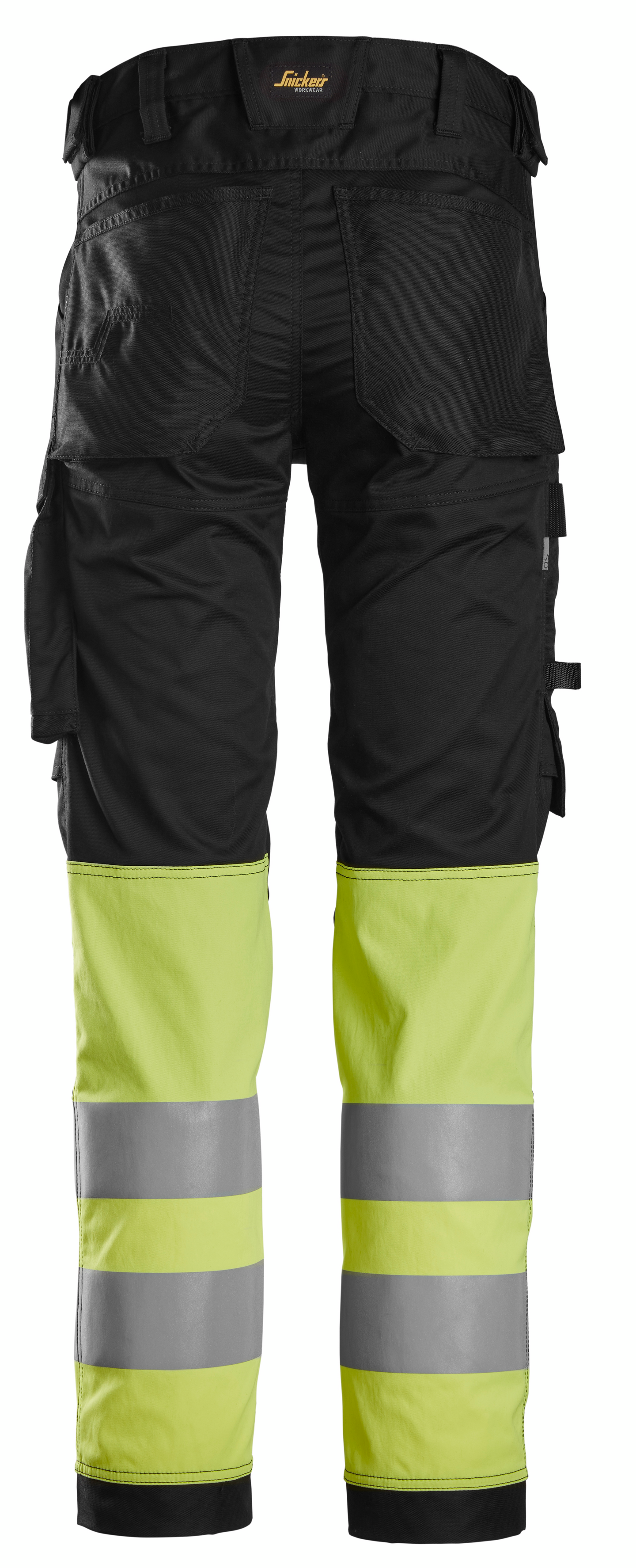 Housut Snickers 6334-0466 Stretch Hi-Vis lk 1 musta/huomiokeltainen
