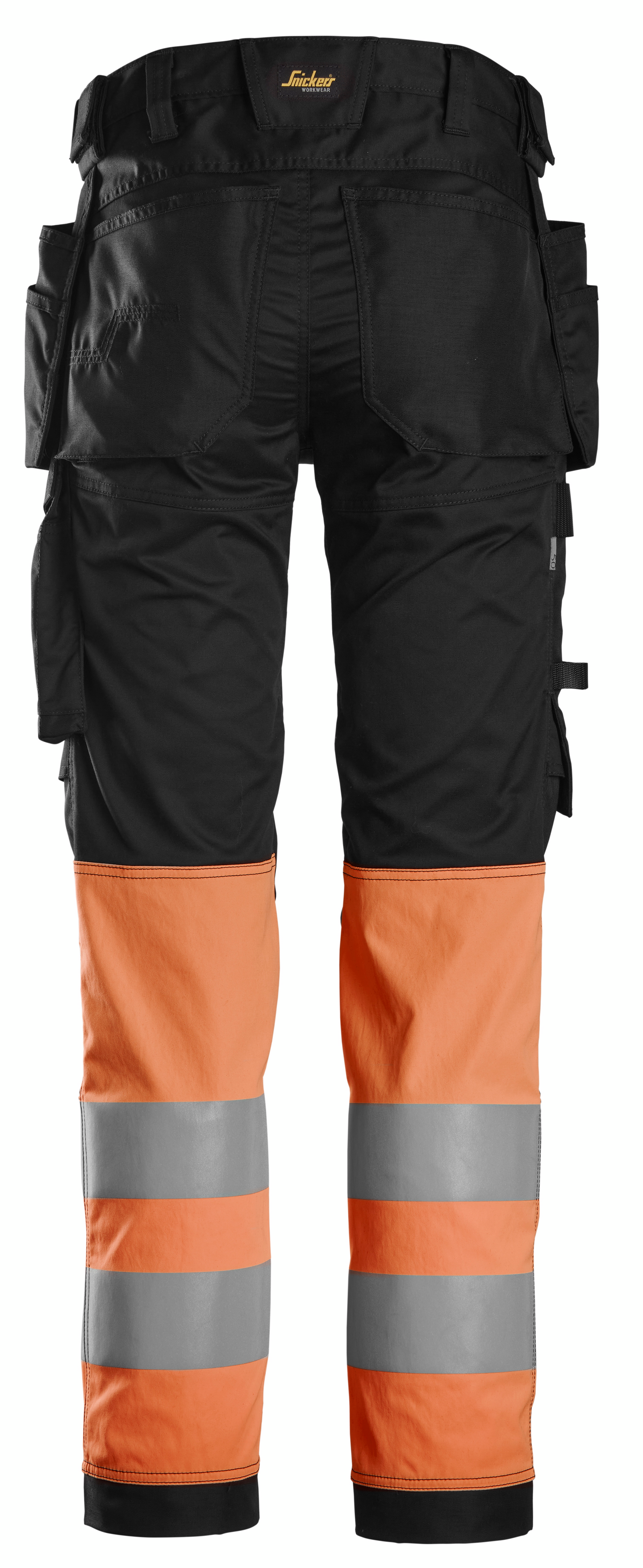 Housut Snickers 6234-0455 Stretch Hi-Vis lk 1 musta/huomio-oranssi