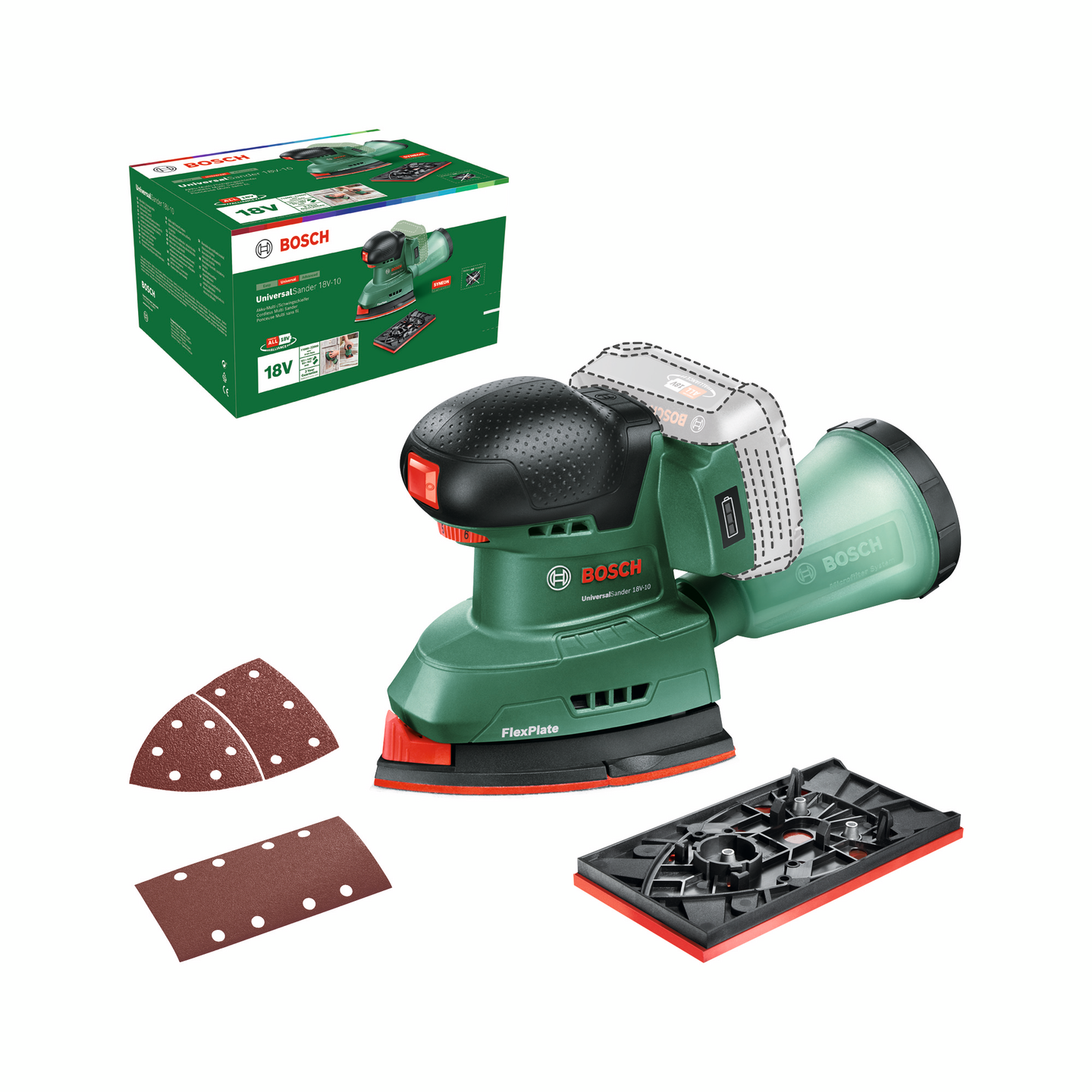 Akkuyhdistelmähiomakone Bosch UniversalSander 18V-10 Solo