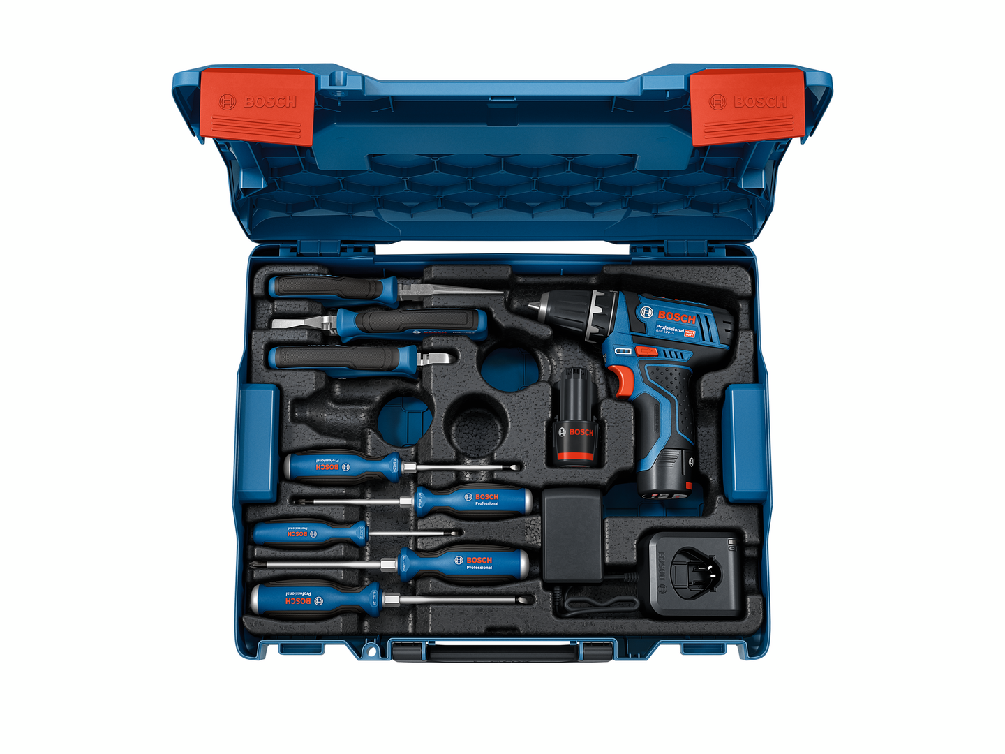 Akkuporakone Bosch GSR 12V-15 2x2,0Ah GAL 12V-20 L-Boxx käsityökalut