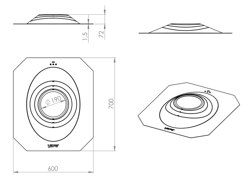 Aluskatteen tiiviste VILPE läpivienti piipulle 200-380