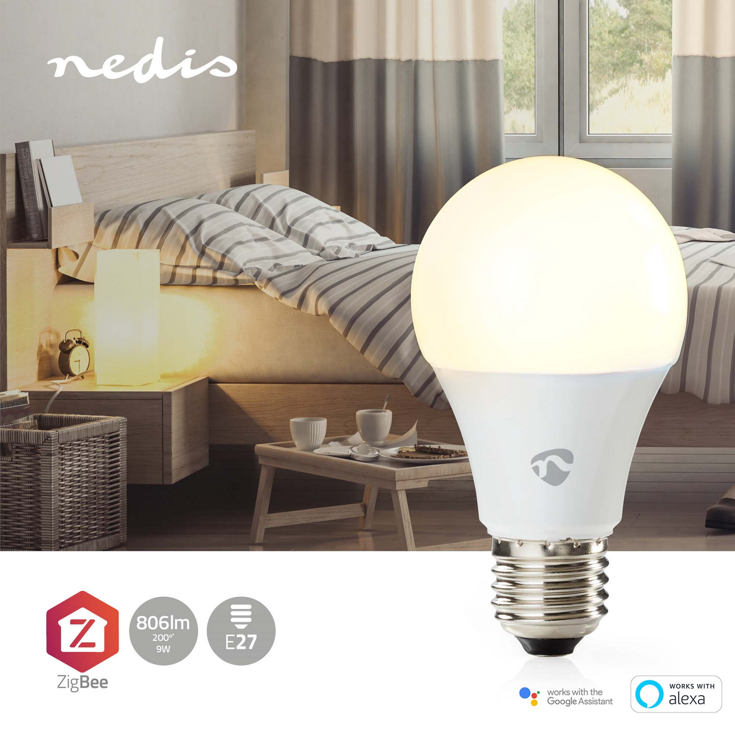 Led-lamppu Nedis Smartlife RGB Zigbee 3.0 E27 806lm 9W