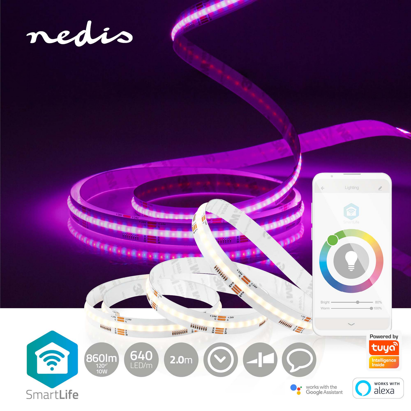 Led-nauha Nedis Smartlife 2m Wifi COB 650lm