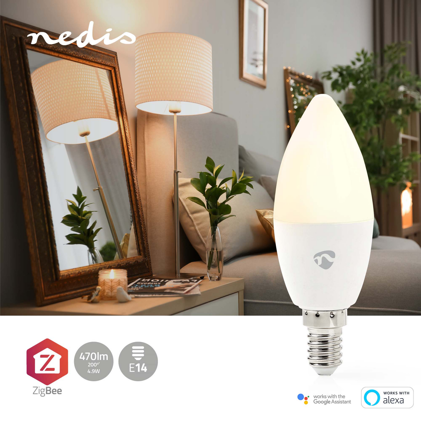 Led-lamppu Nedis Smartlife RGB Zigbee 3.0 E14 470lm 4,9W