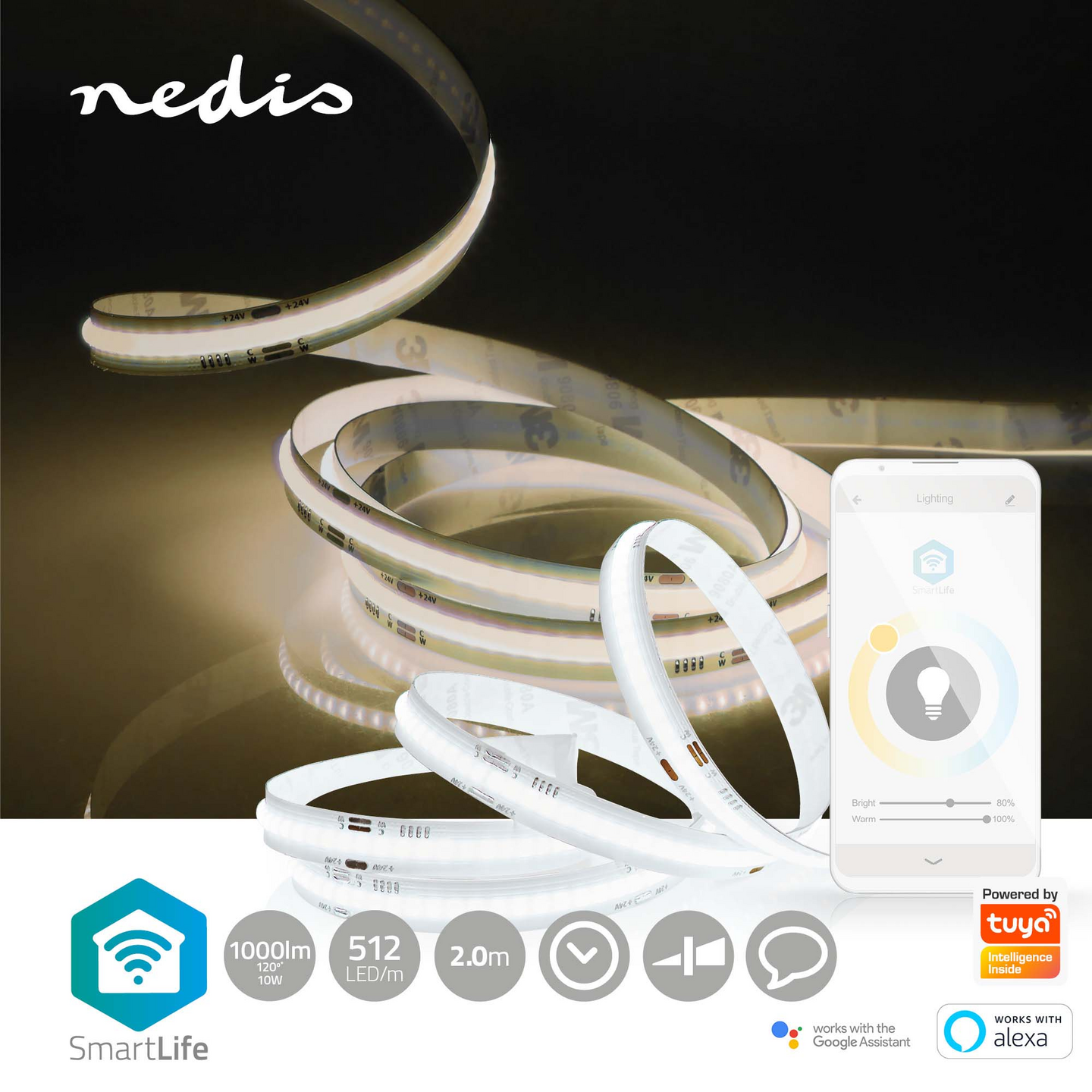 Led-nauha Nedis Smartlife 2m Wifi COB 850lm