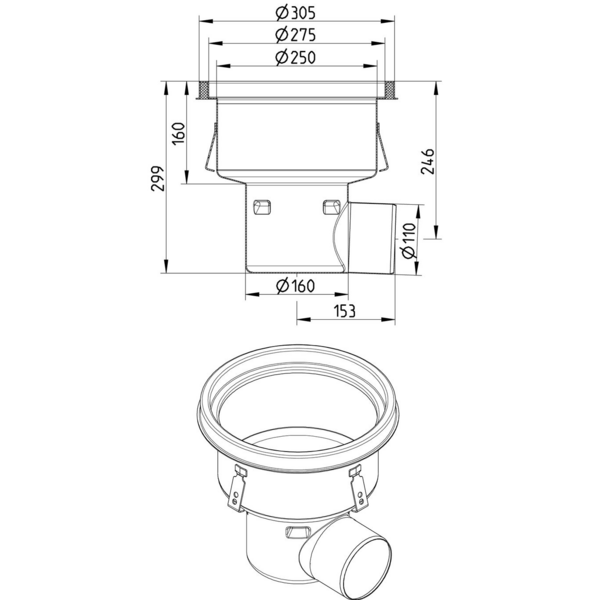 Teollisuuskaivo Blücher 110 vaaka haponkestävä teräs