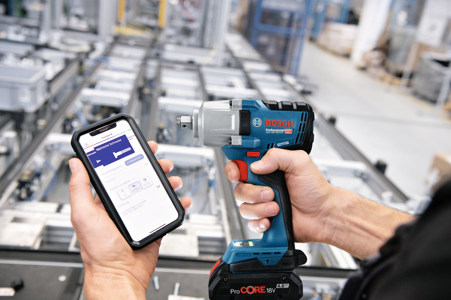 Akkuiskumutterinväännin Bosch GDS 18V-450 HC Solo L-Boxx GCY