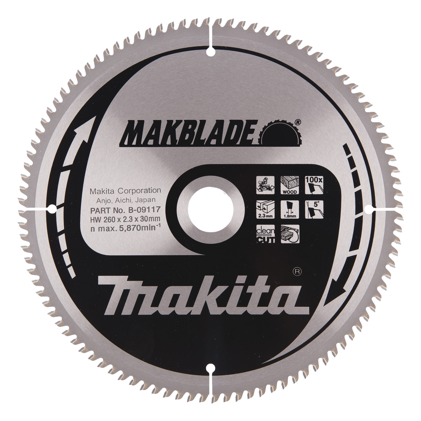 Pyörösahanterä Makita Makblade 260x30x2,3mm Z-100 puu