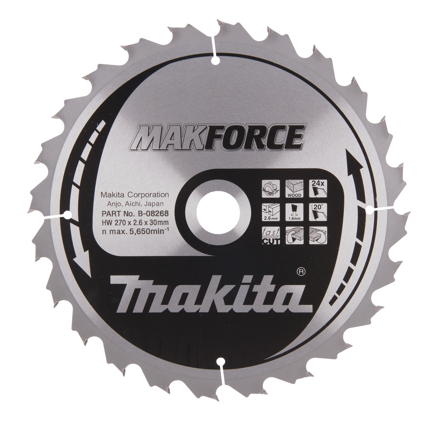 Pyörösahanterä Makita Makforce 270x30x2,6mm Z-24 puu
