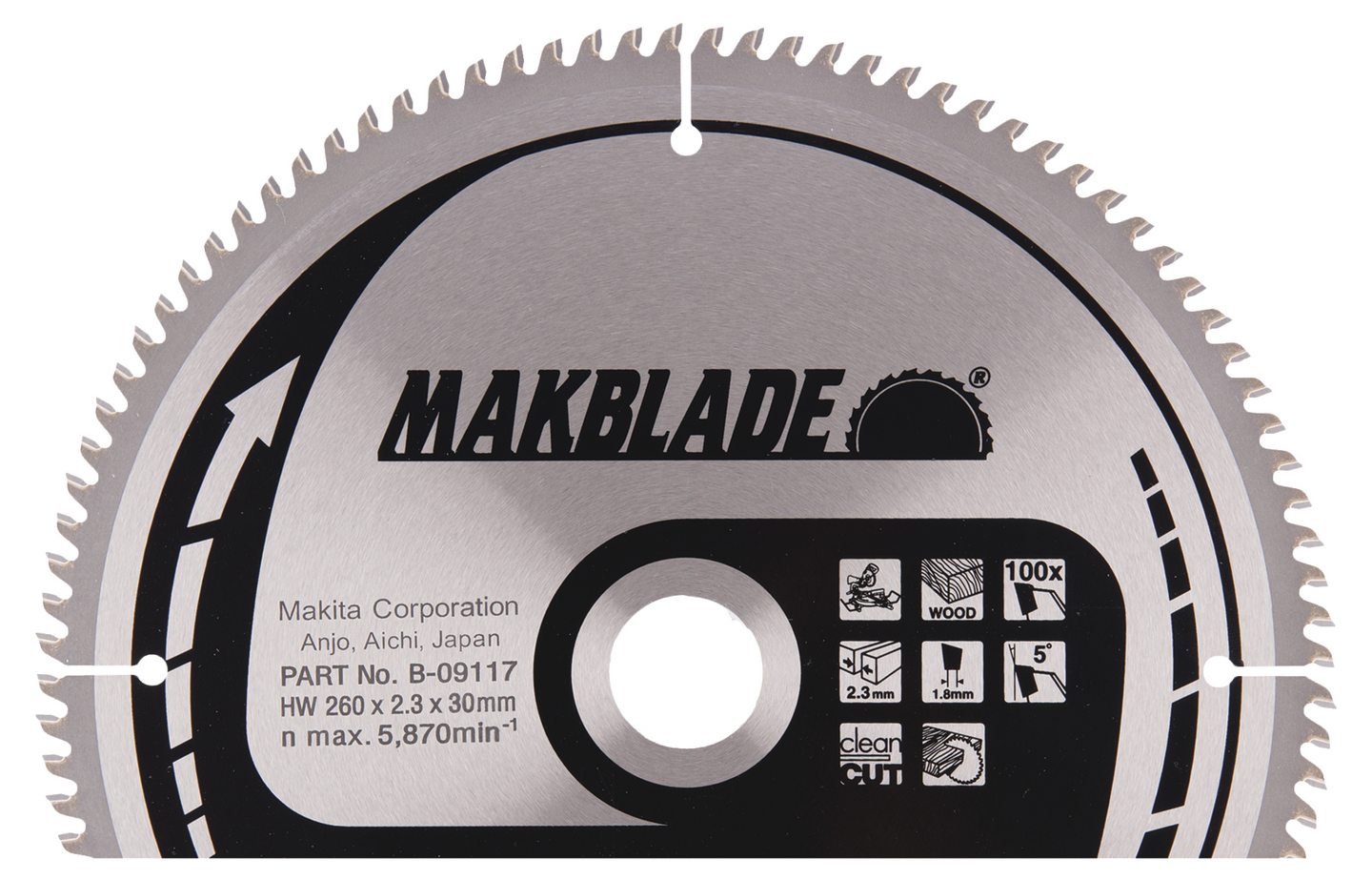 Pyörösahanterä Makita Makblade 260x30x2,3mm Z-100 puu