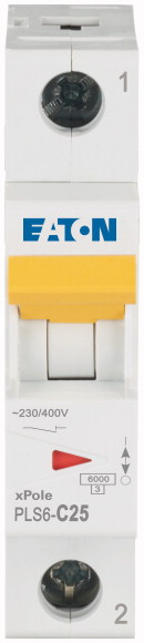 Johdonsuojakatkaisija Eaton PLS6-C25, 6KA 1-napainen C 25A