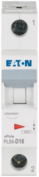 Johdonsuojakatkaisija Eaton PLS6-D16 6KA 1-napainen D 16A