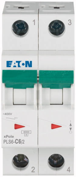 Johdonsuojakatkaisija Eaton PLS6-C6/2 6KA 2-napainen C 6A
