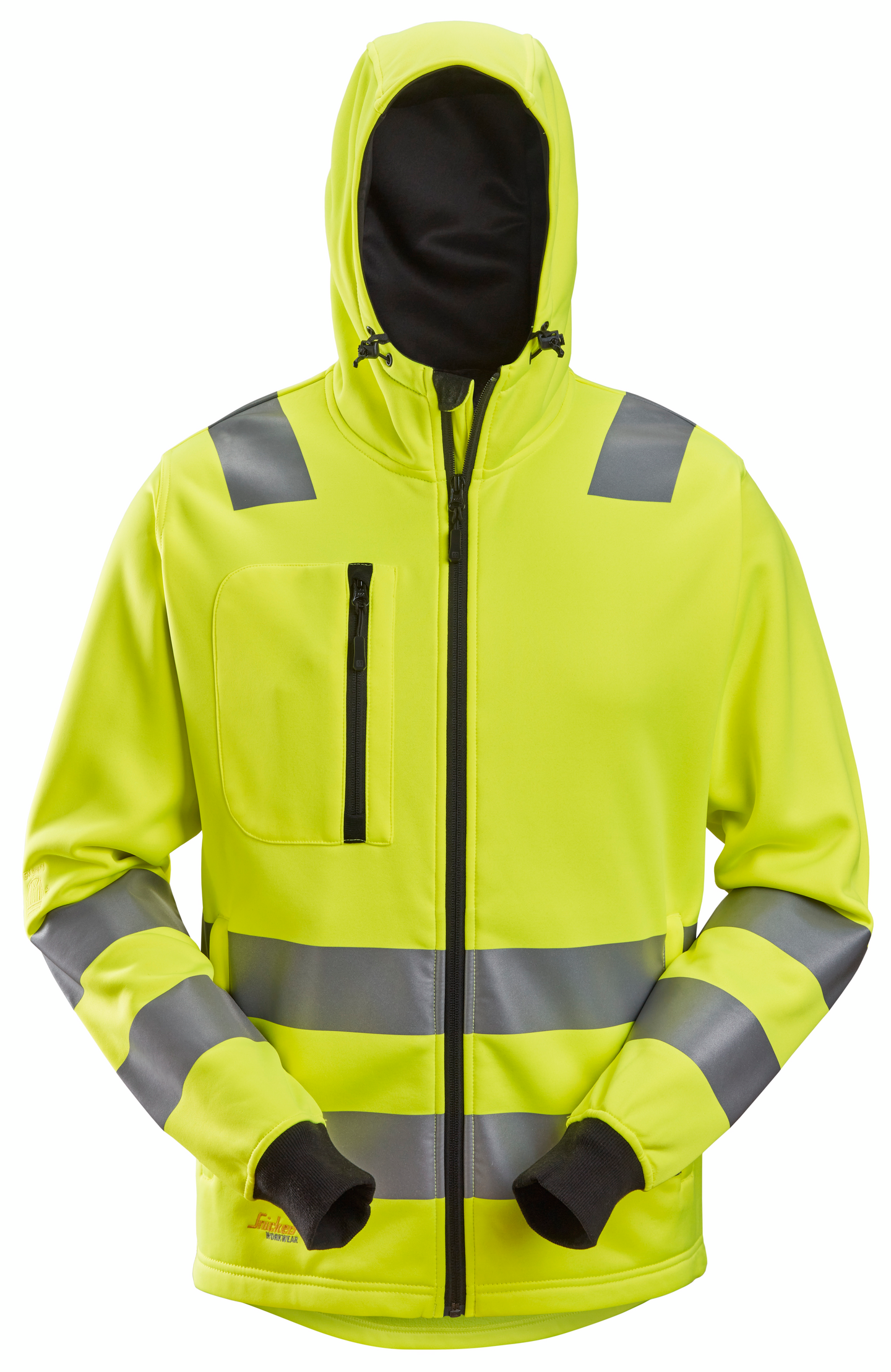 HOODIE SNICKERS WORKWEAR FZ VARSEL KL3 AW, VARSELGUL STL S