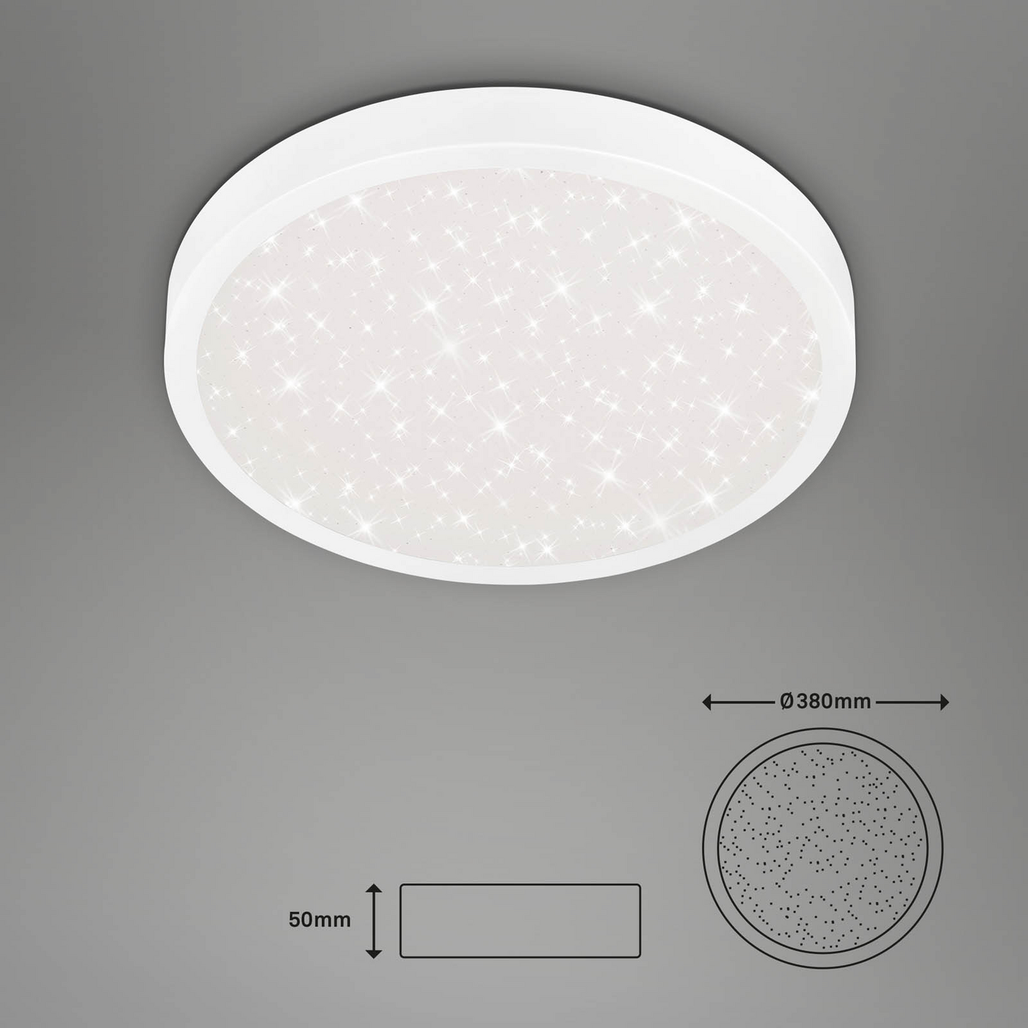 Plafondi Brilo Luna led 380mm 3000lm 24W tähtikuvio valkoinen IP20