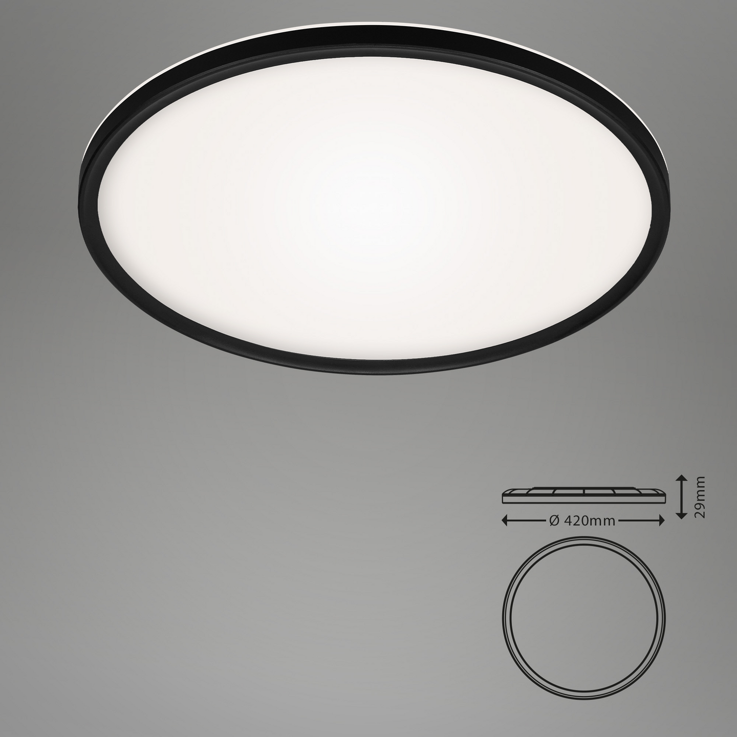 Kattovalaisin Brilo Ultra Slim CCT led 420mm 3000lm 22W IP20 musta