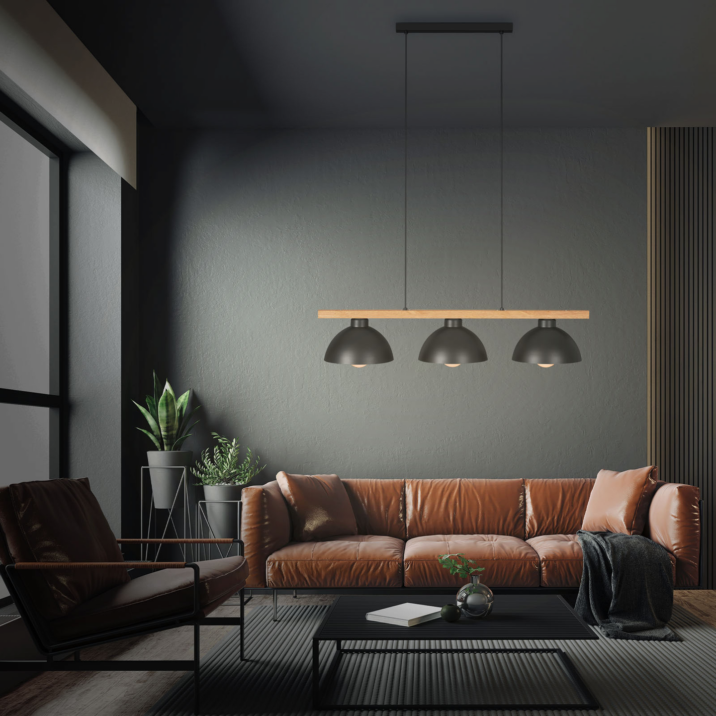 Riippuvalaisin Brilo Vintage 3-osainen 980x250x1035mm E27