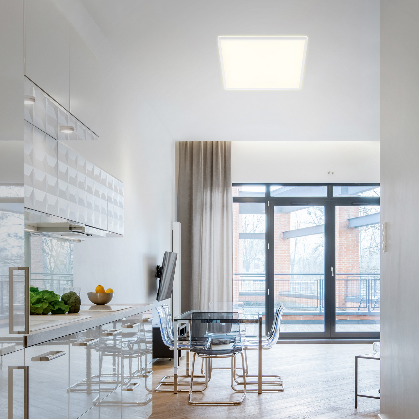 Kattovalaisin Brilo Ultra Slim CCT led 420x420mm 3000lm 22W IP20 musta