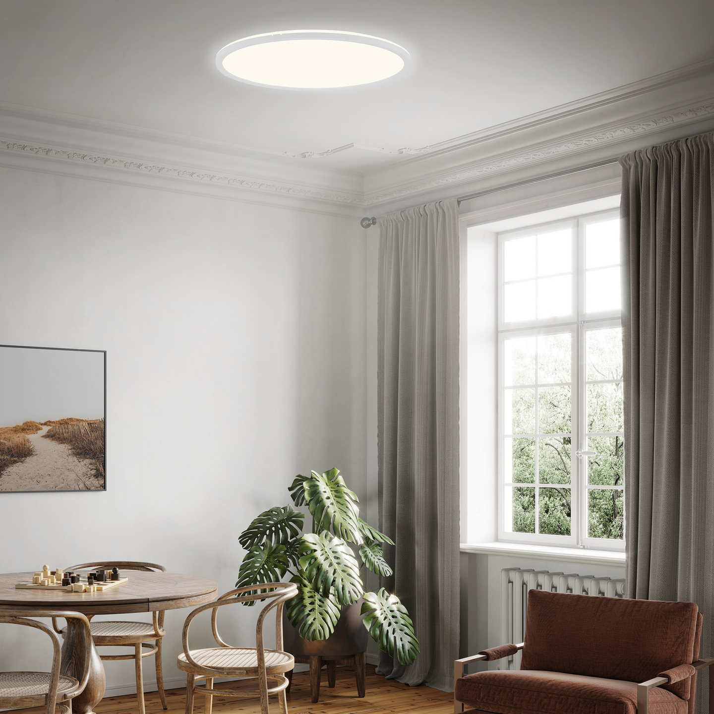 Kattovalaisin Brilo Ultra Slim CCT led 420mm 3000lm 22W IP20 valkoinen