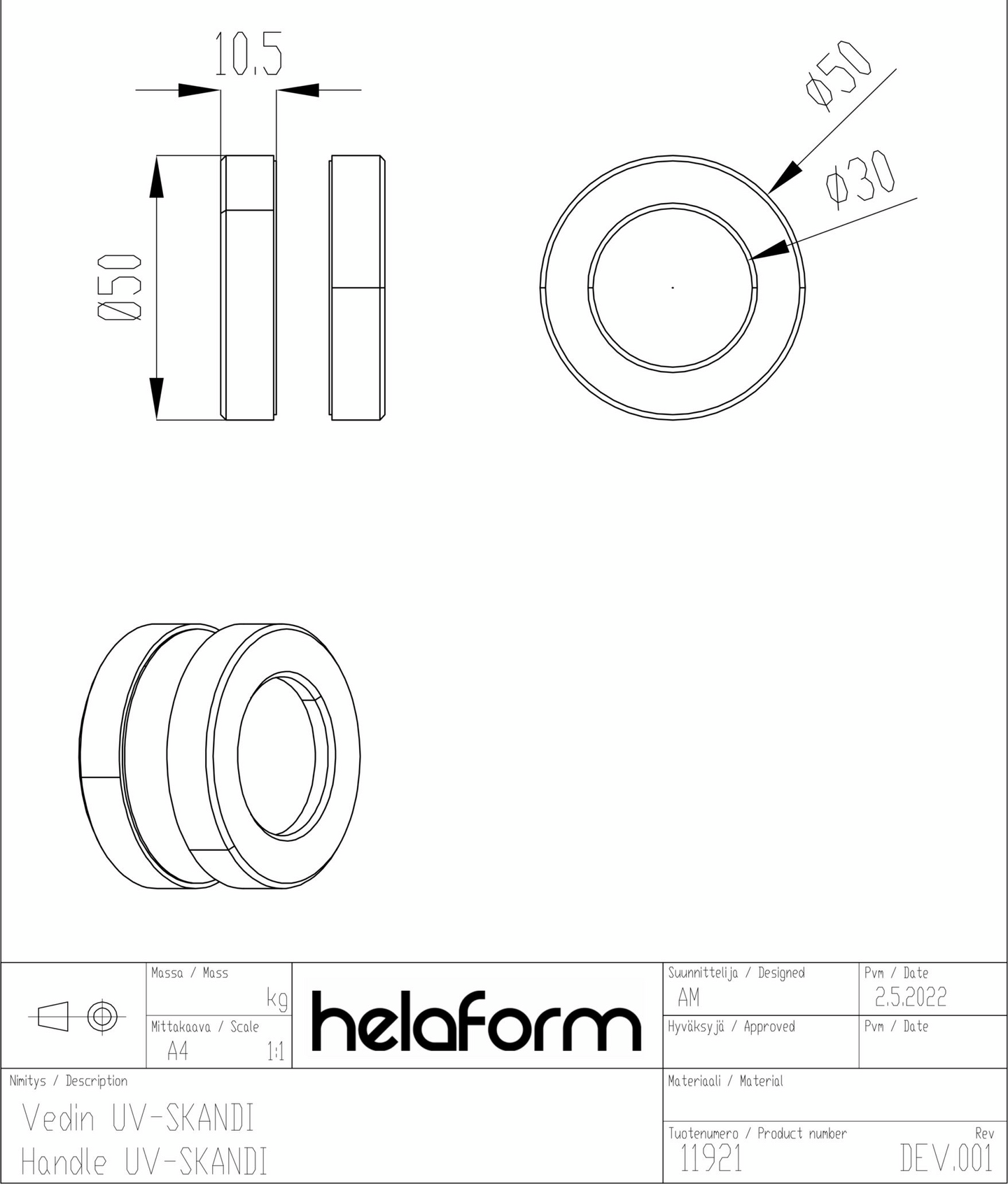 Vedin Helaform SKANDI lasiovelle 2kpl