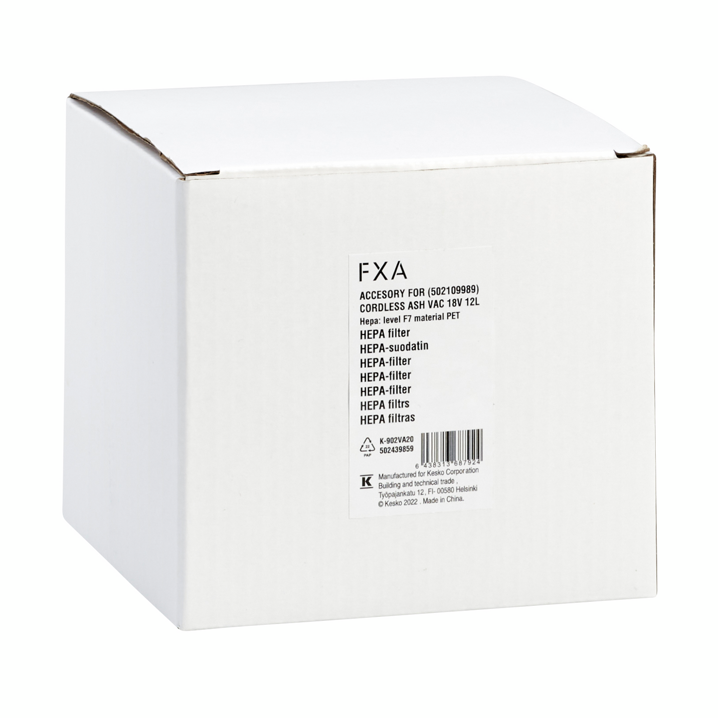 HEPA-suodatin FXA akkutuhkaimuri XCLICK 18V 12l