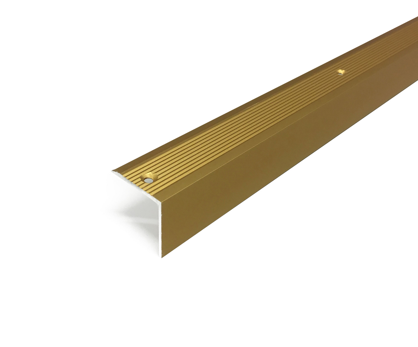 Askelkulmalista 30x30mm kulta-anodisoitu uritettu reijitetty 3000mm