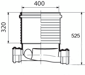 Tarkastuskaivon pohjaosa Uponor 400/110mm risteävä
