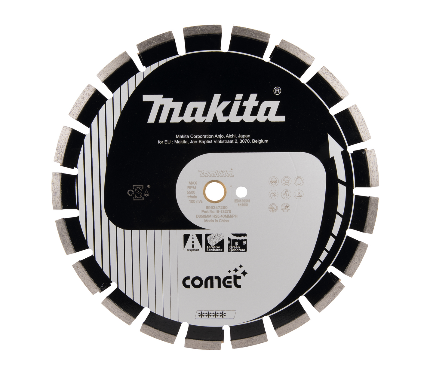 Timanttikatkaisulaikka Makita Comet 350x25,4/20mm, segmentti 10mm