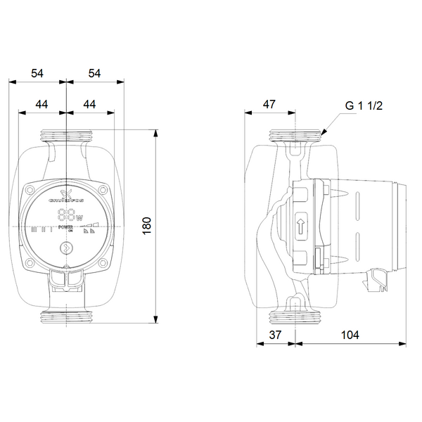 Käyttövesipumppu Grundfos Alpha1 25-60 N 180 1x230v