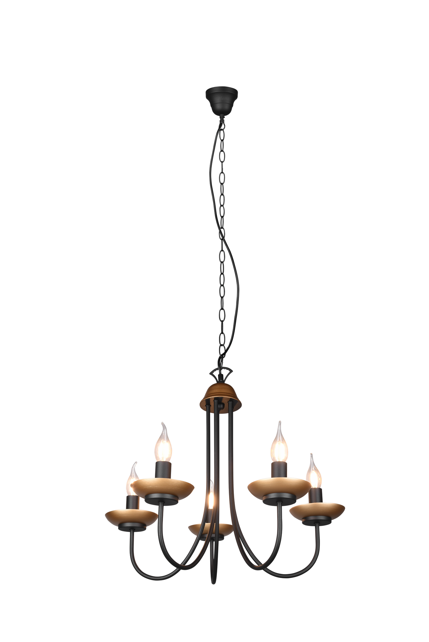 Kattokruunu TRIO Livia E14 5-osainen mattamusta/kulta