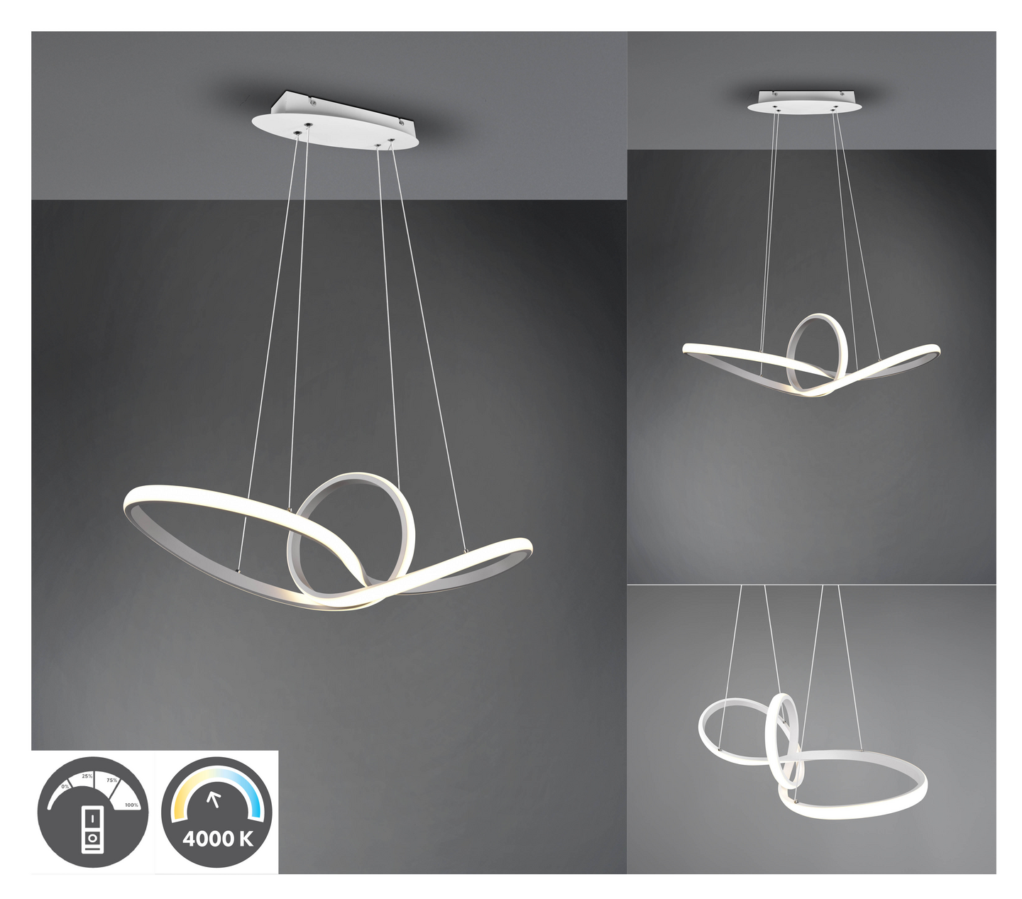 Riippuvalaisin TRIO Sansa led 3300lm 4000K mattavalkoinen