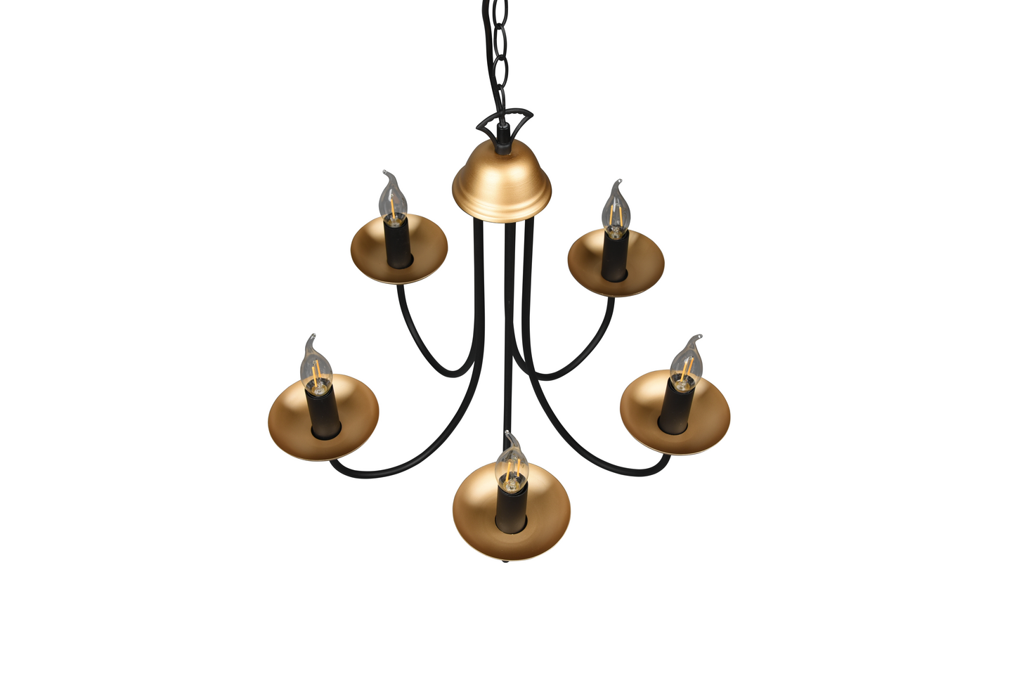 Kattokruunu TRIO Livia E14 5-osainen mattamusta/kulta