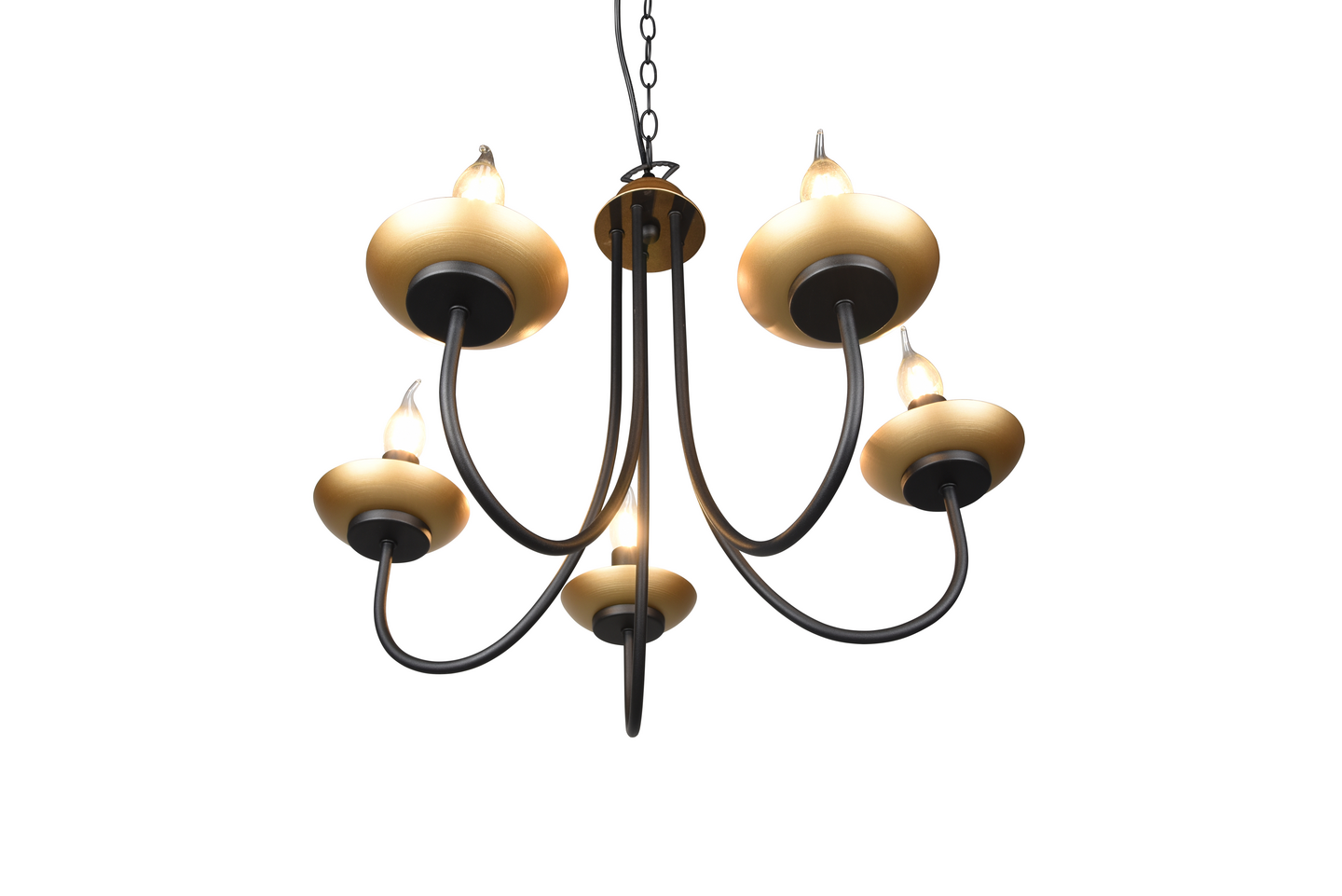 Kattokruunu TRIO Livia E14 5-osainen mattamusta/kulta