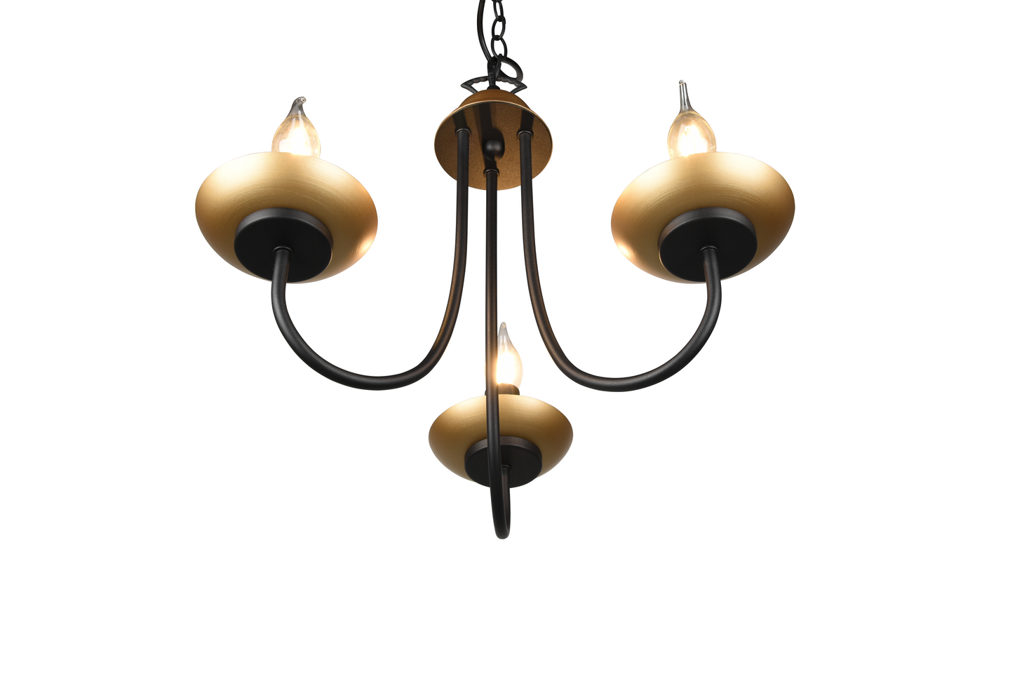 Kattokruunu TRIO Livia E14 3-osainen mattamusta/kulta