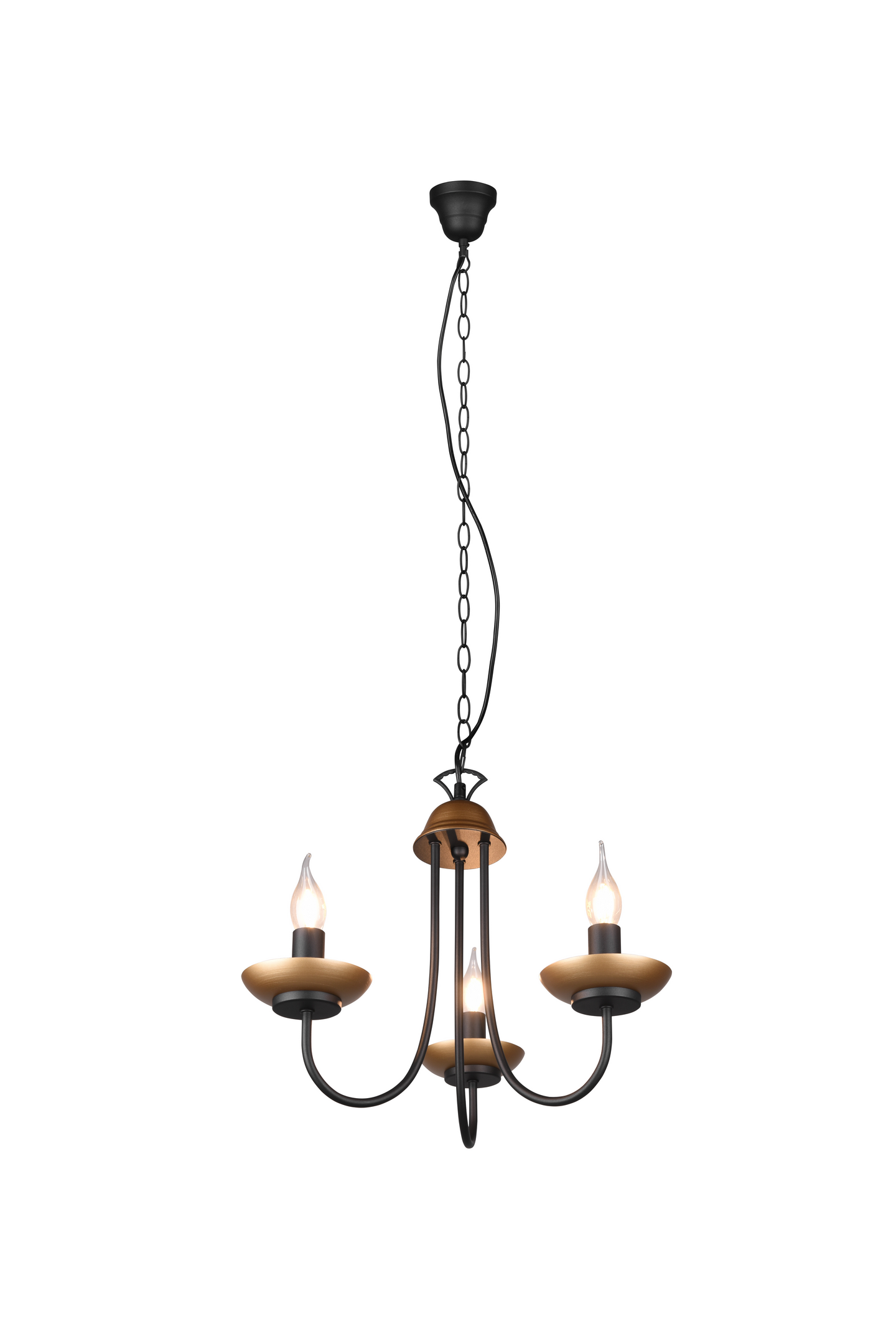 Kattokruunu TRIO Livia E14 3-osainen mattamusta/kulta