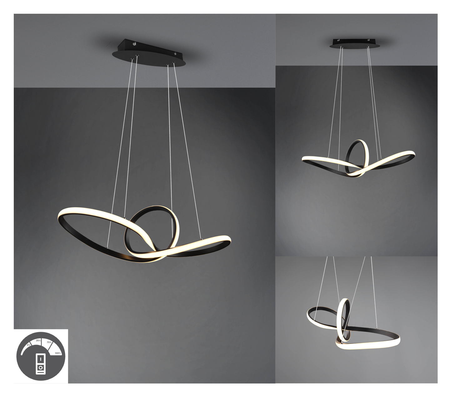 Riippuvalaisin TRIO Sansa led 3200lm mattamusta